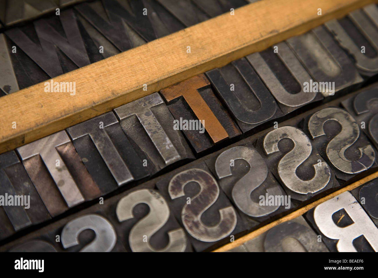 Group of metal letterpress letters Stock Photo