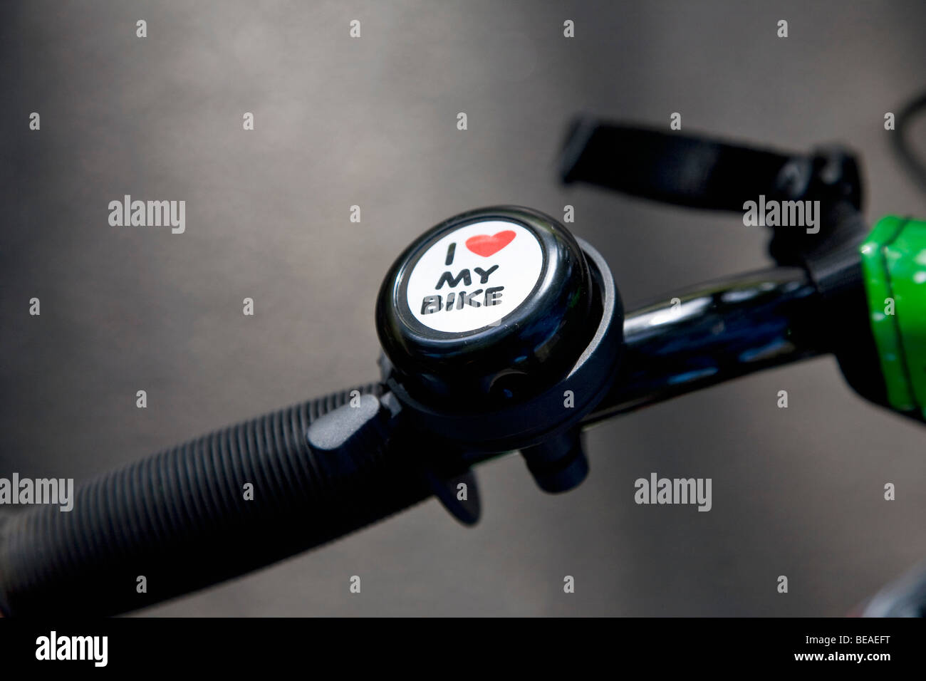 A bike bell on a bike handle Stock Photo Alamy