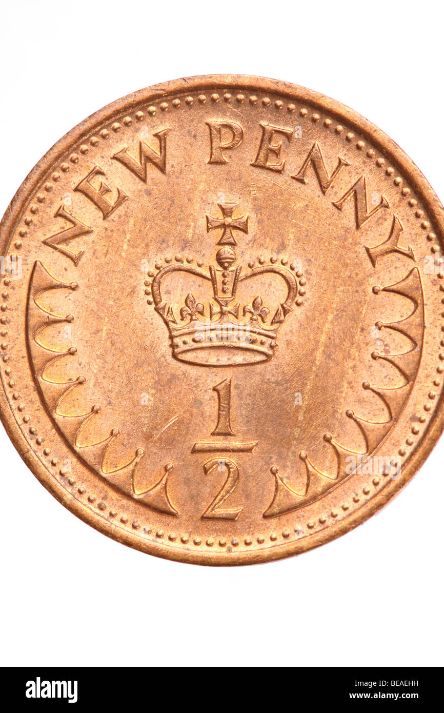 British Halfpenny decimal coin introduced in 1971 and withdrawn in 1984 Stock Photo