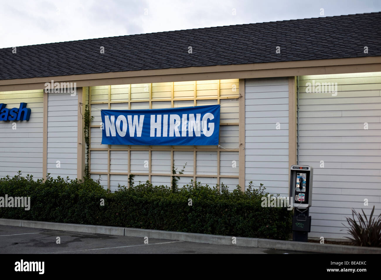 A NOW HIRING sign Stock Photo