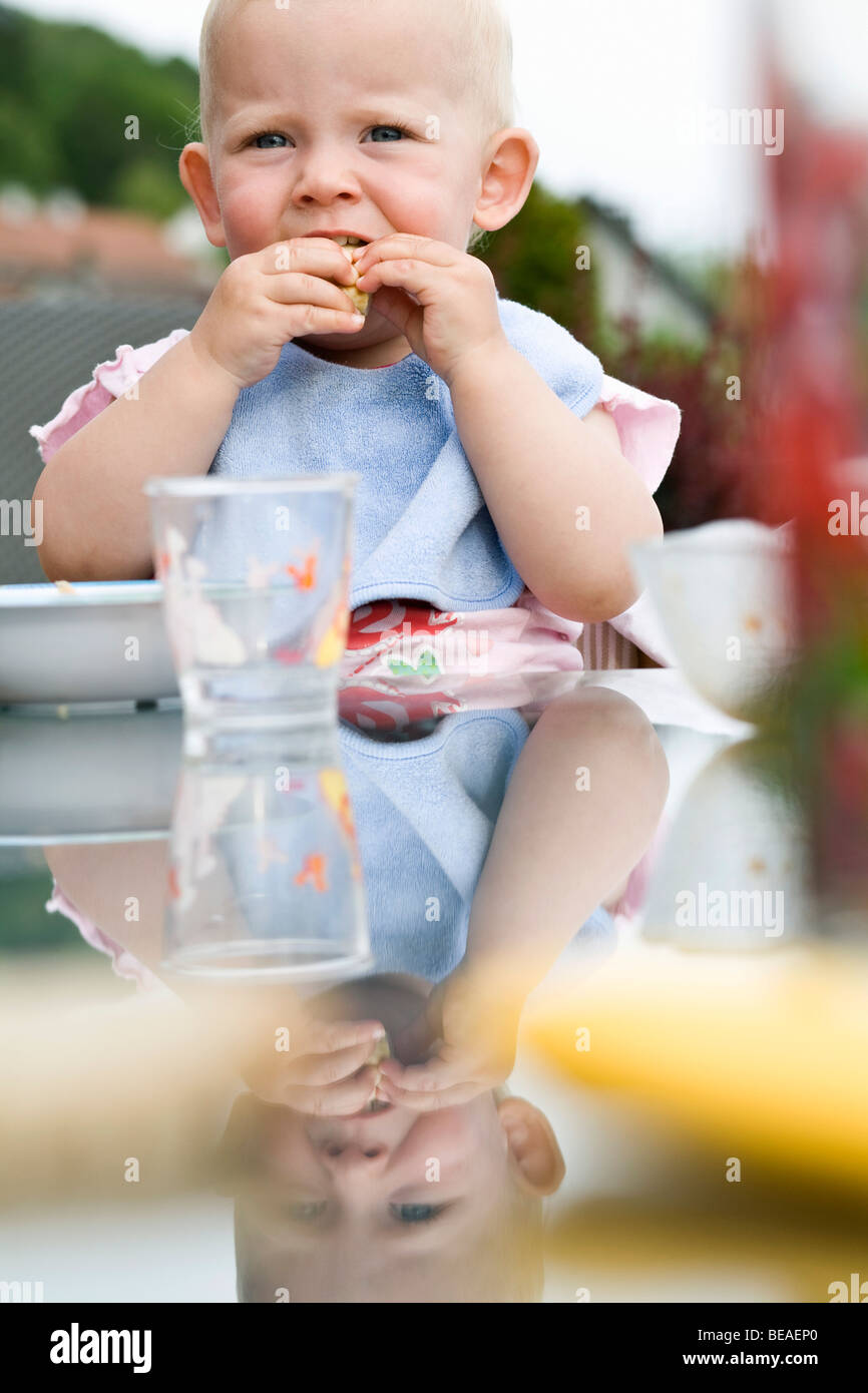 A toddler eating Stock Photo