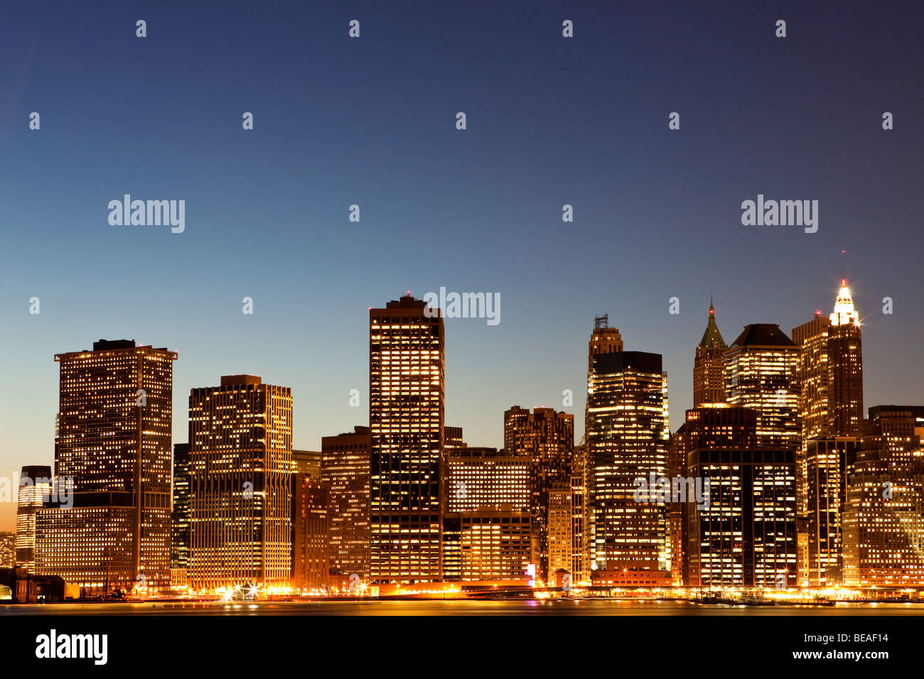 Cityscape at dusk, Manhattan, New York City, NY, USA Stock Photo