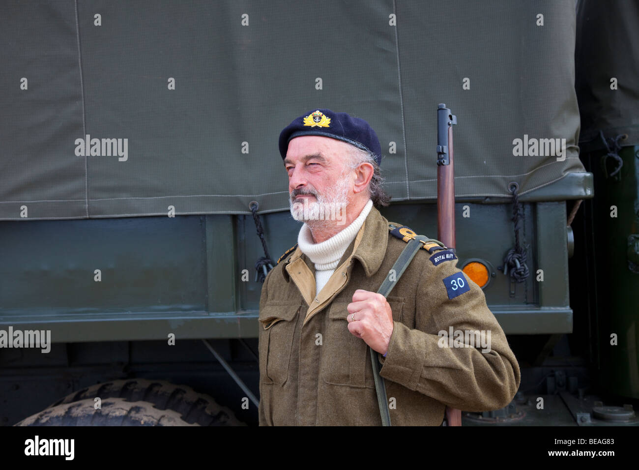 1940 Wartime army man. Bearded British Soldier re-enactor in Military ...