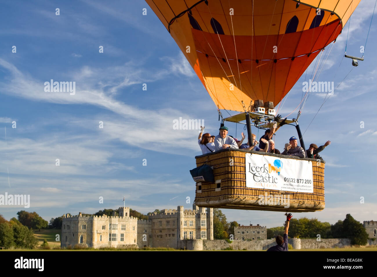 Hot Air Ballooning at Leeds Castle Stock Photo