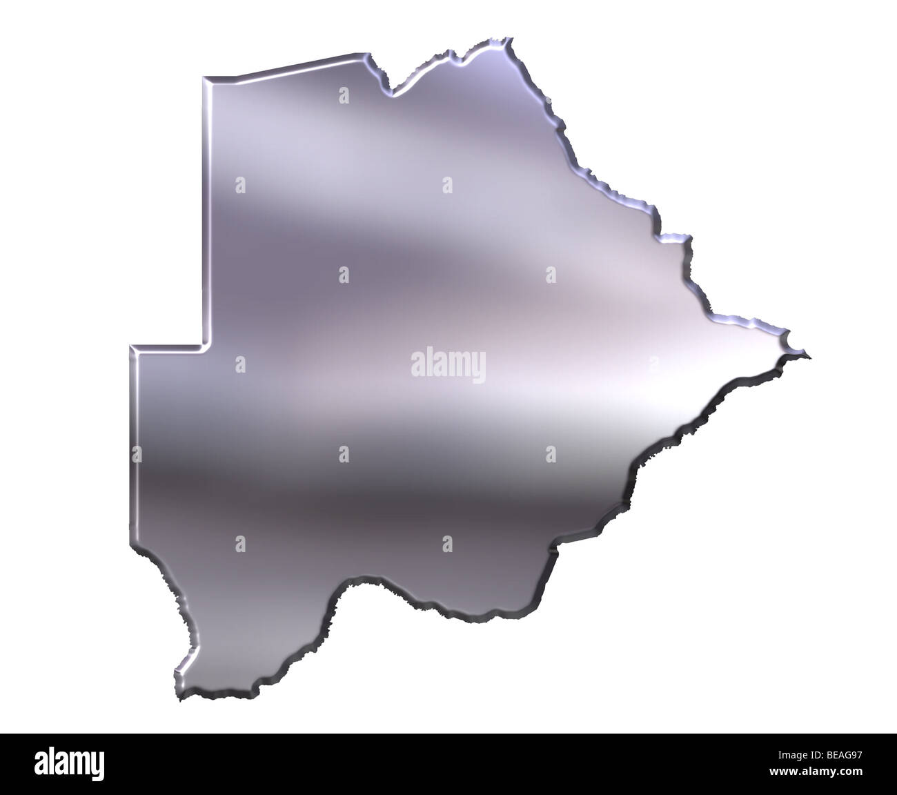 Botswana 3d silver map Stock Photo