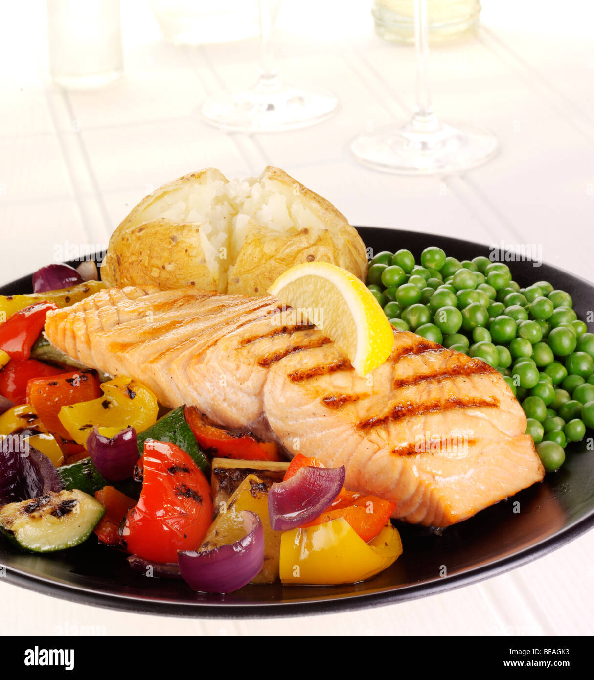 SALMON FILLET MEAL Stock Photo - Alamy