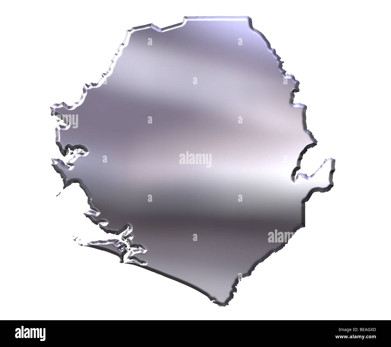Sierra Leone 3d silver map Stock Photo - Alamy