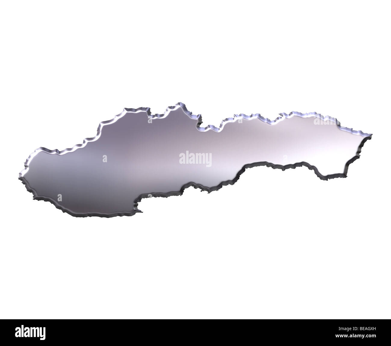Slovakia 3d silver map Stock Photo