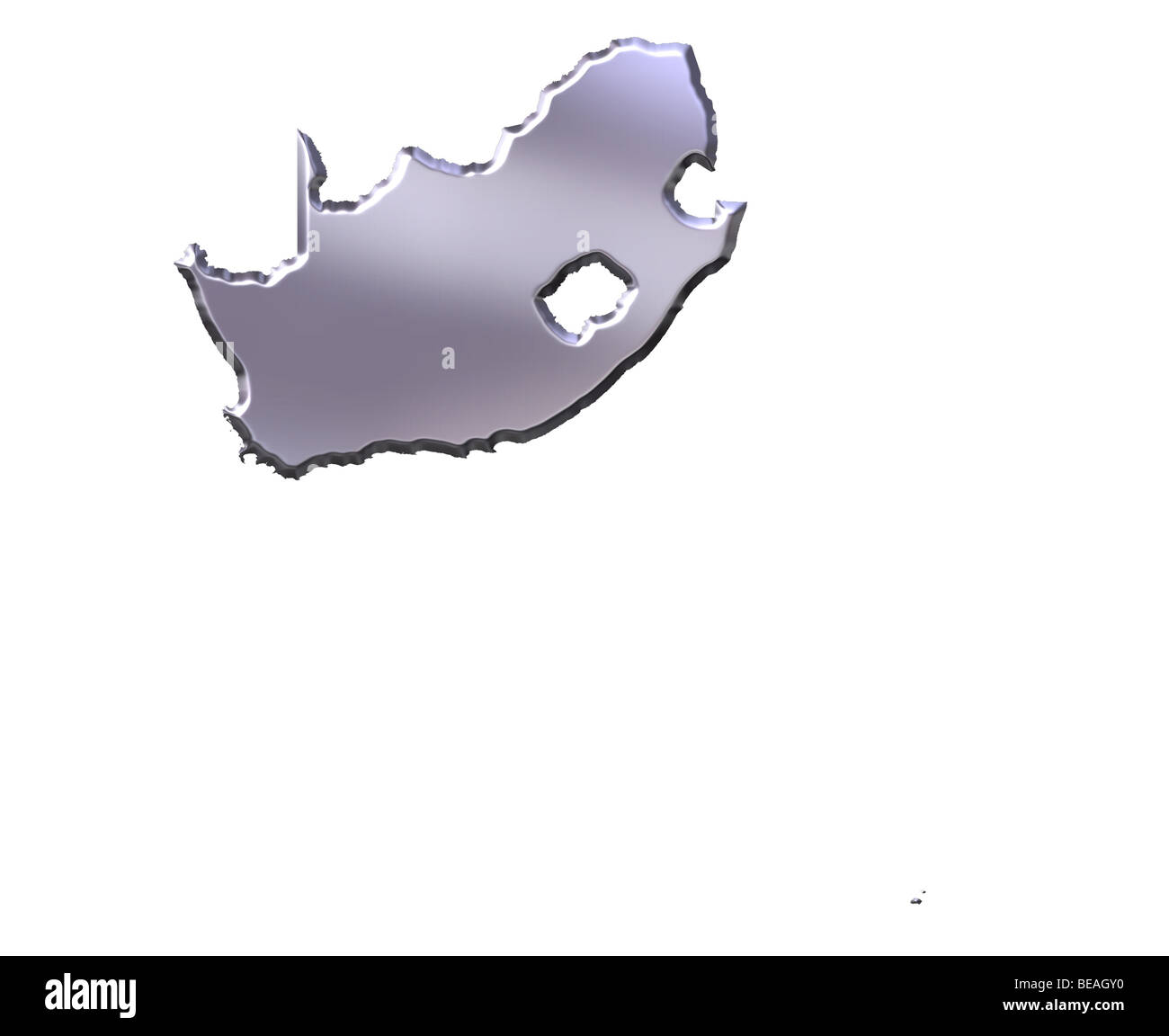 South Africa 3d silver map Stock Photo