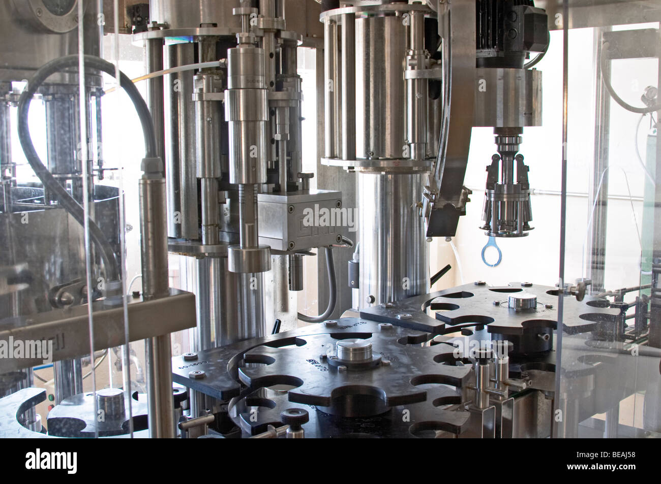 bottling line machine for both cork and screw cap quinta do cotto douro portugal Stock Photo