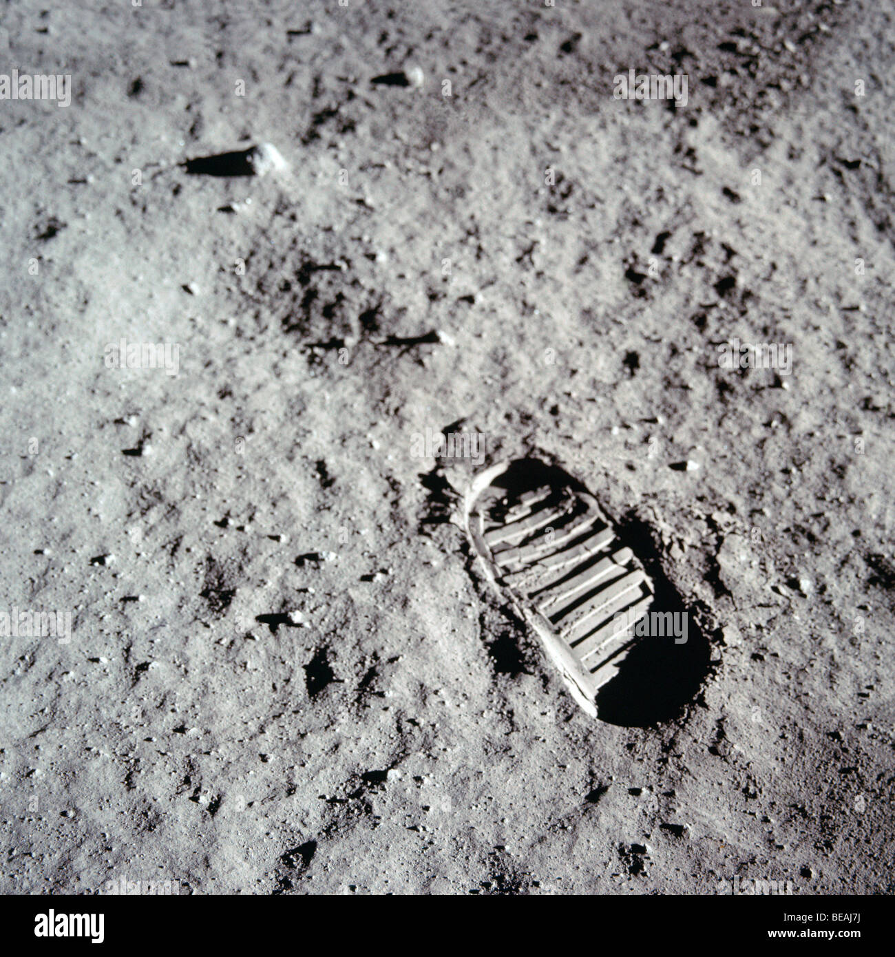 Astronaut footprint from the first lunar landing. Apollo 11. Optimised version of an original NASA image. Credit NASA Stock Photo