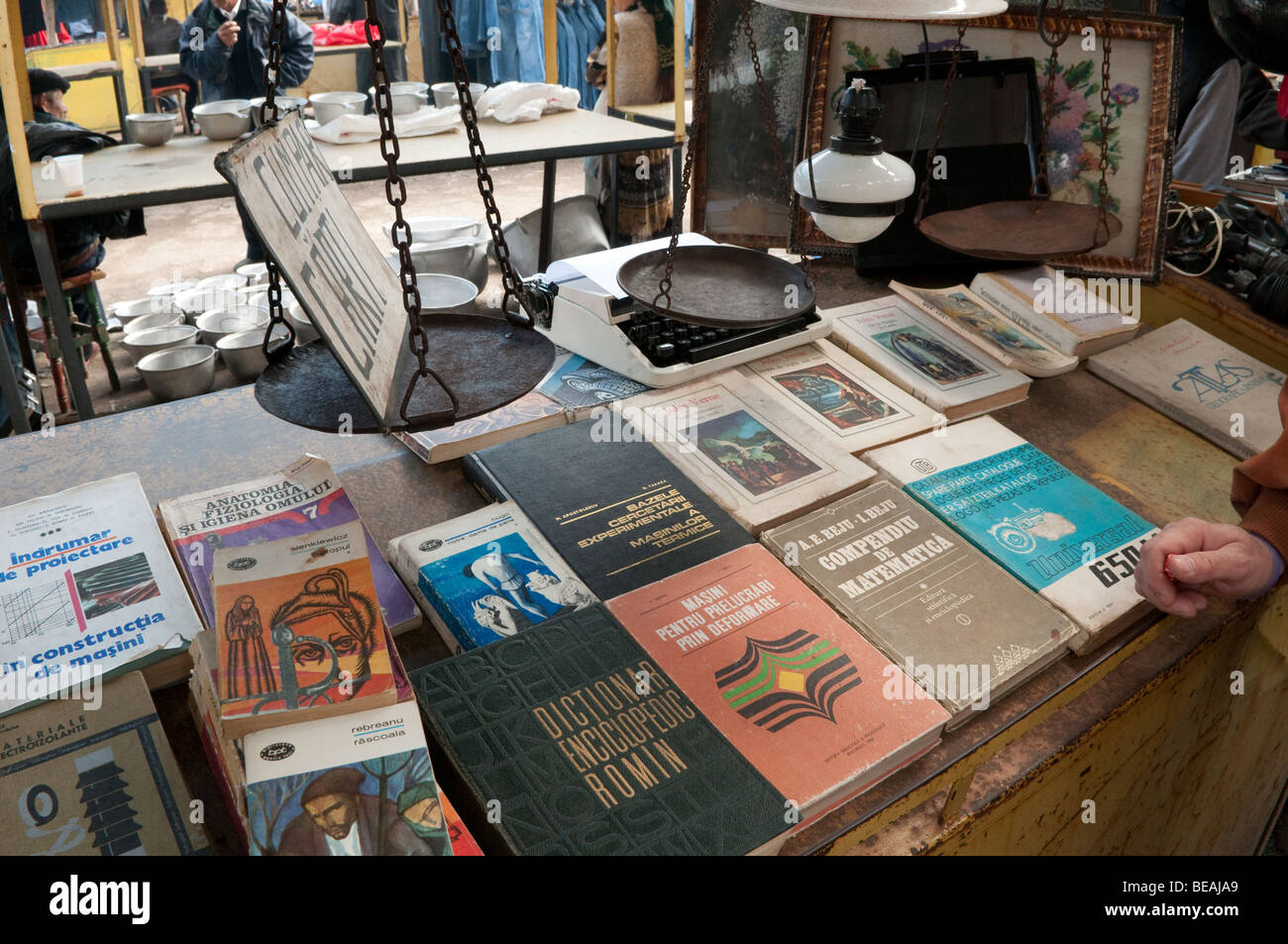 Books on market stall in Ploiesti Romania Eastern Wurope Stock Photo