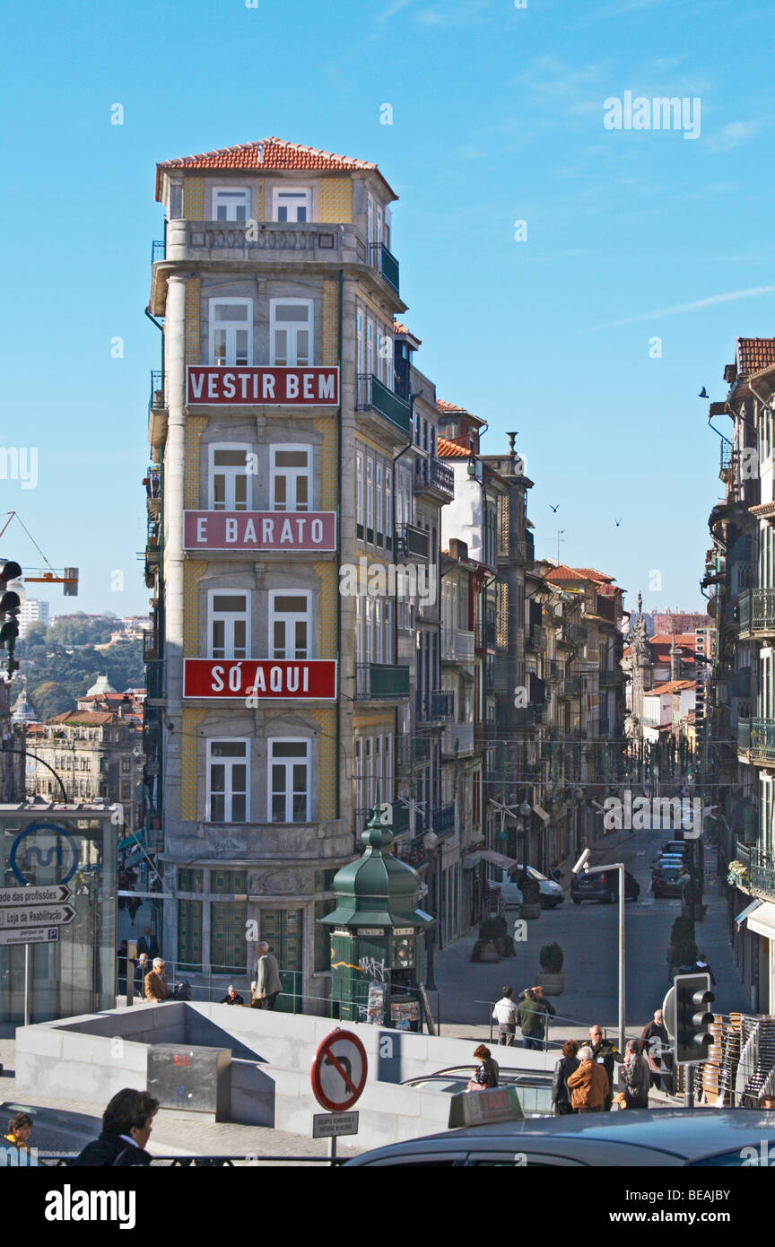 a narrow building praca almeida garrett porto portugal Stock Photo