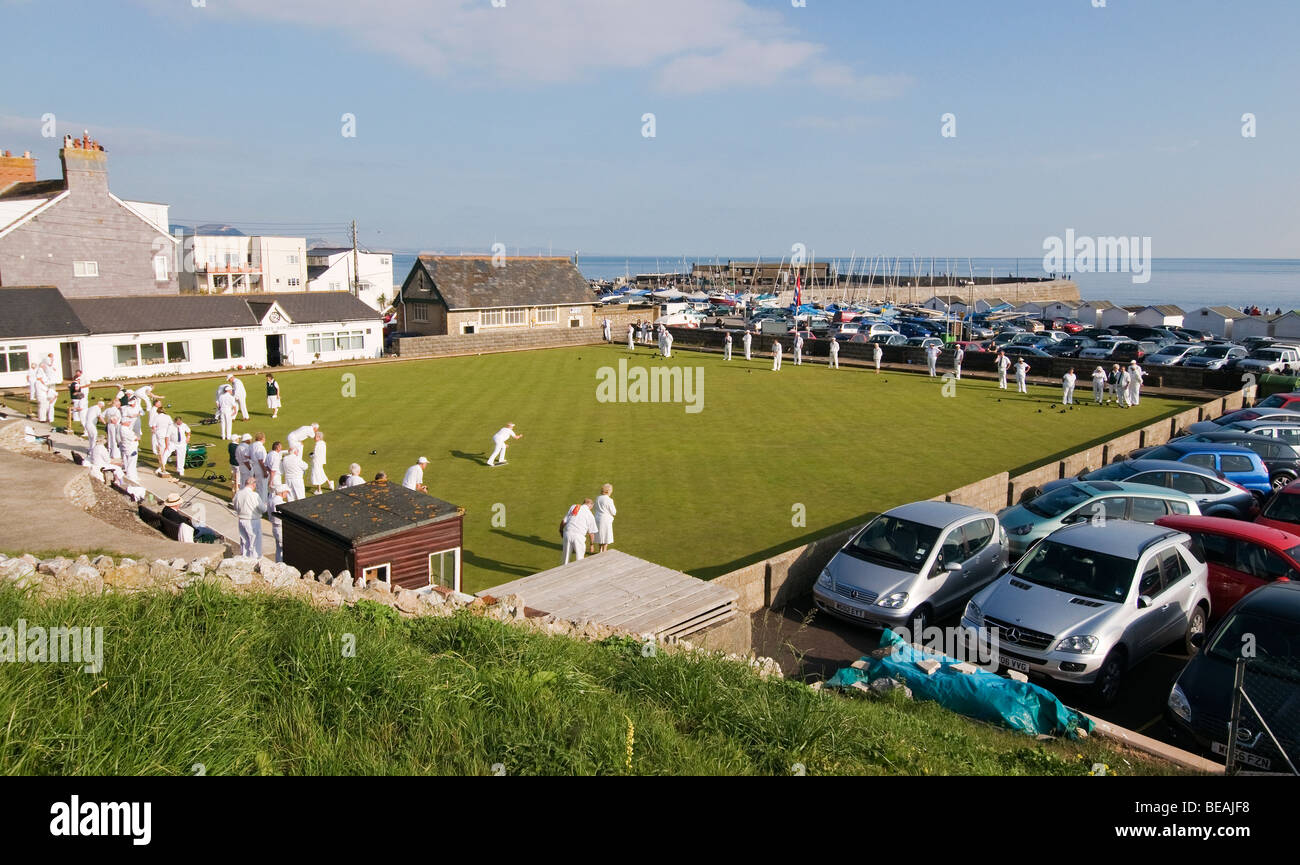 A late Summers afternoon at Lyme Regis Bowling Club Stock Photo