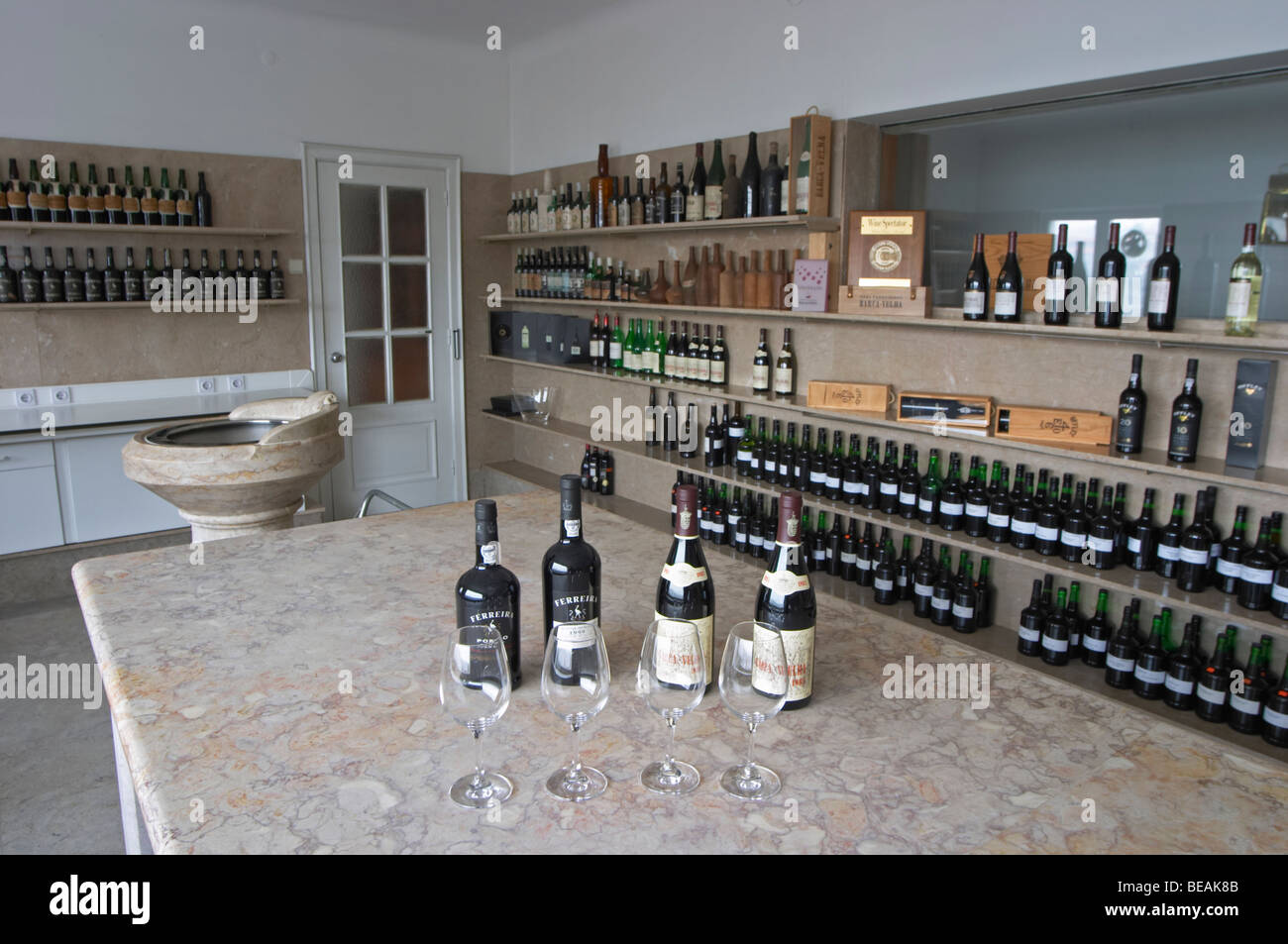 wine sample bottles in the laboratory tasting room ferreira port lodge