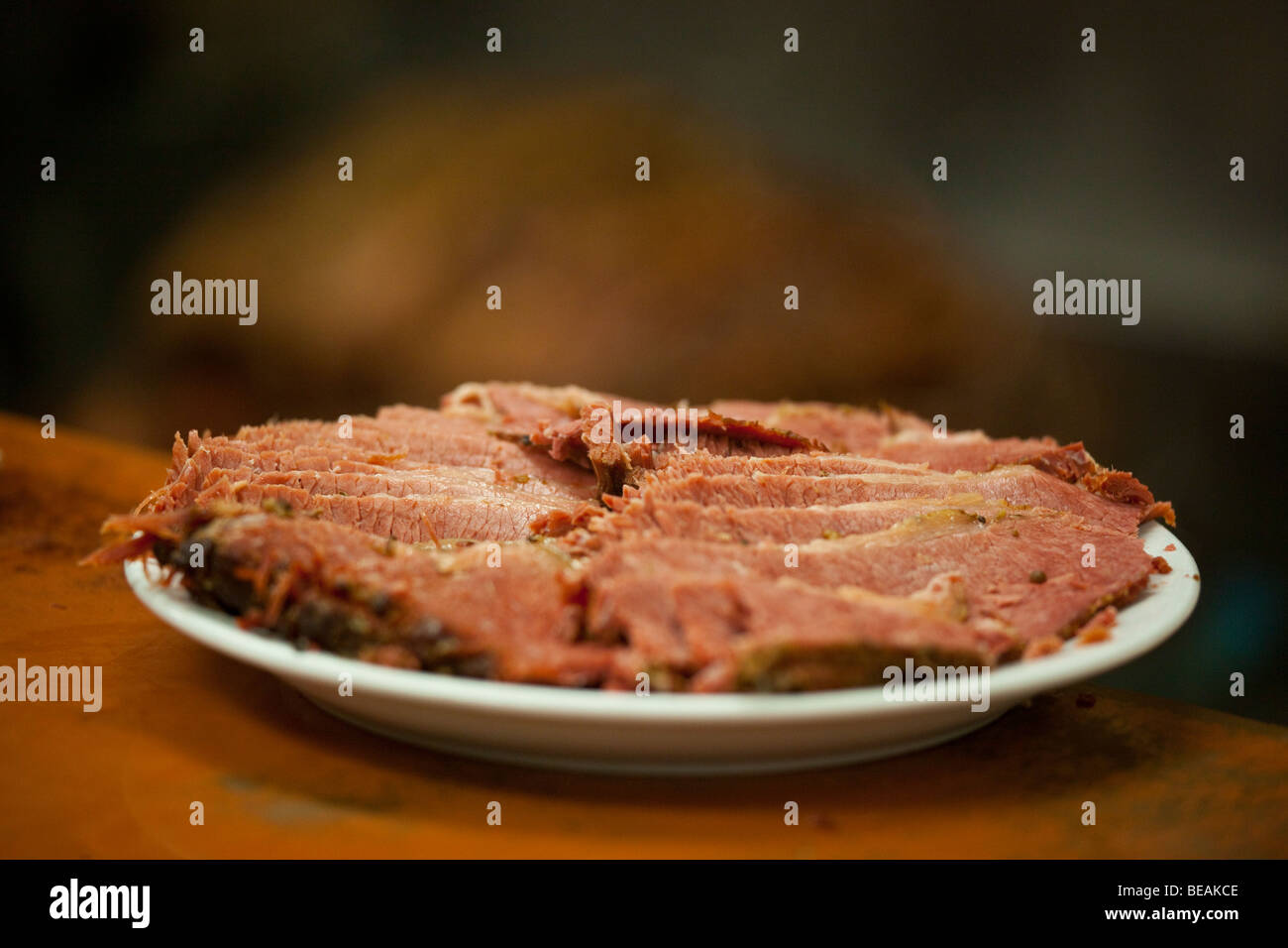 Smoked Meat at Schwartz's Restaurant is famous in Montreal Canada Stock