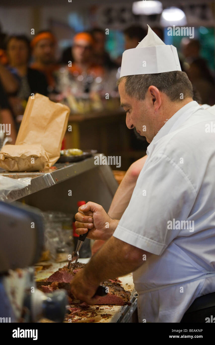 Smoked Meat at Schwartz's Restaurant is famous in Montreal Canada Stock