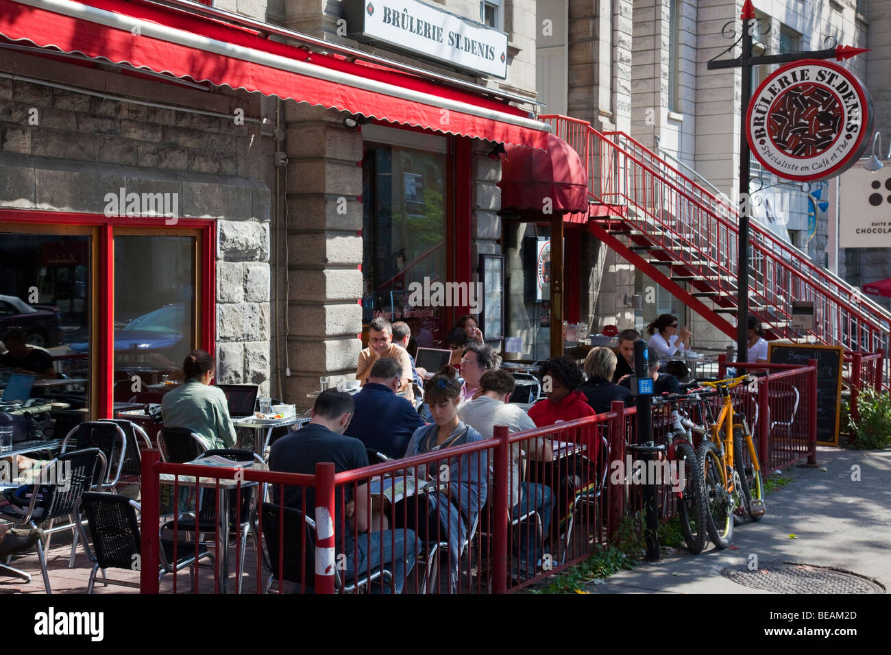 Cafe on Rue St Dennis in Montreal Canada Stock Photo