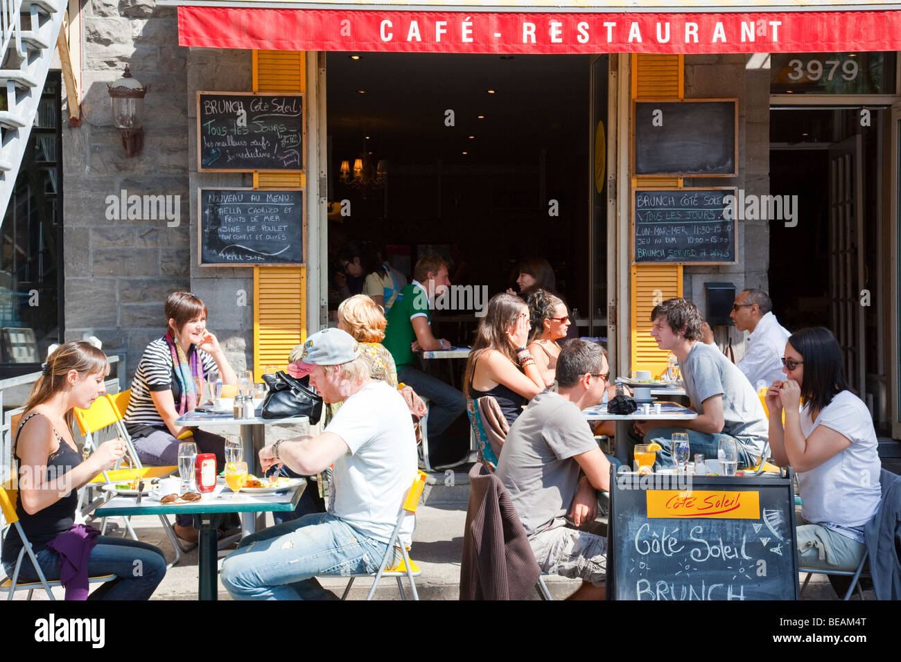 Cafe on Rue St Dennis in Montreal Canada Stock Photo