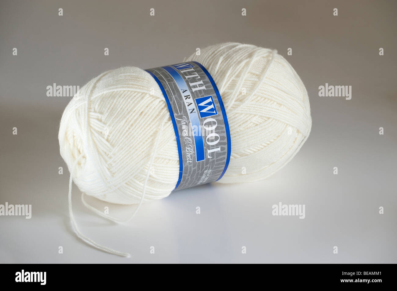 Ball of white Aran wool Stock Photo