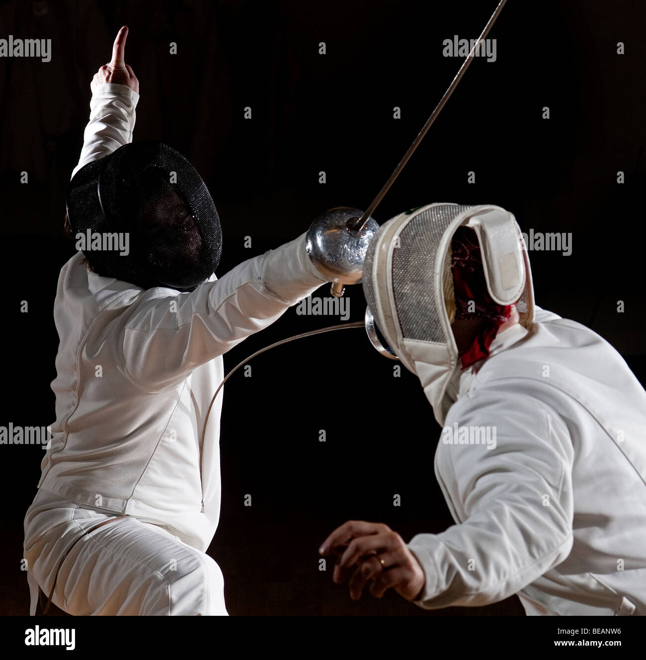Épée swordsmen fencing. Stock Photo