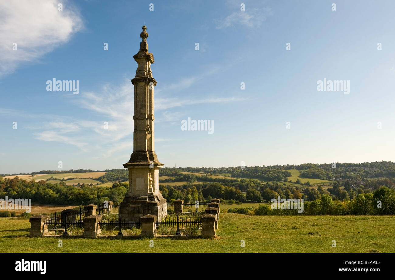 Disraeli's monument in Chilterns countryside near Hughenden valley High Wycombe Buckinghamshire UK Stock Photo