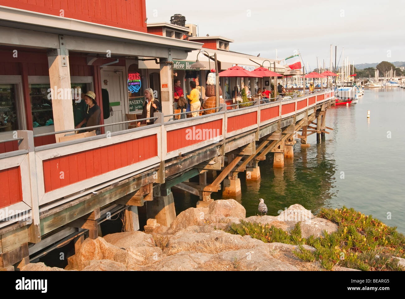 The Old Fisherman's Wharf at Monterey Bay, California Stock Photo