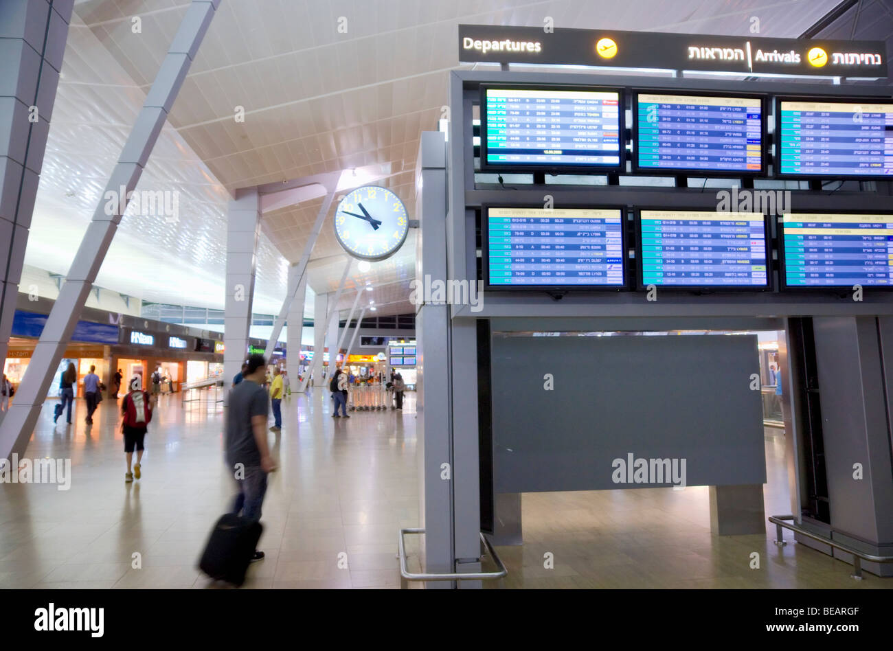 Israel Departures Hall And Electronic Sign At The Ben Gurion 