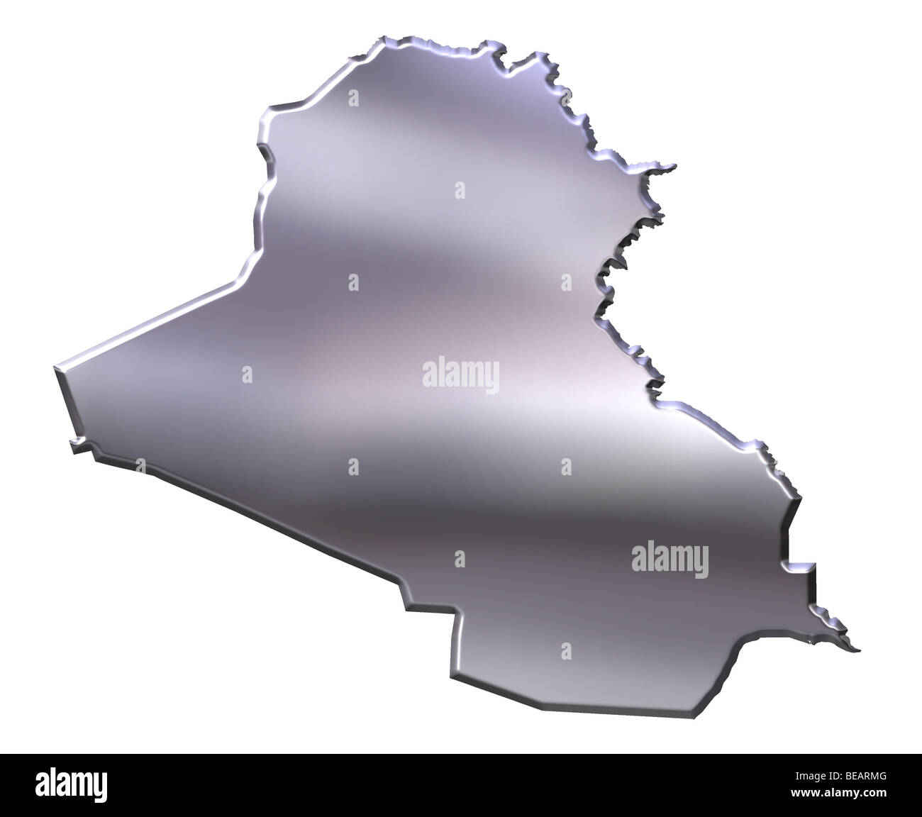 Iraq 3d silver map Stock Photo
