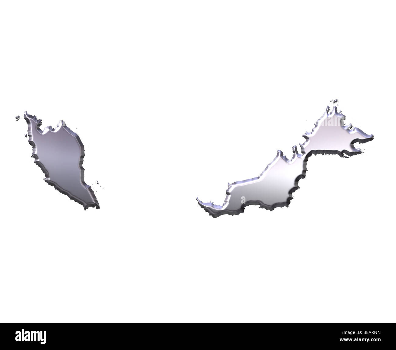 Malaysia 3d silver map Stock Photo