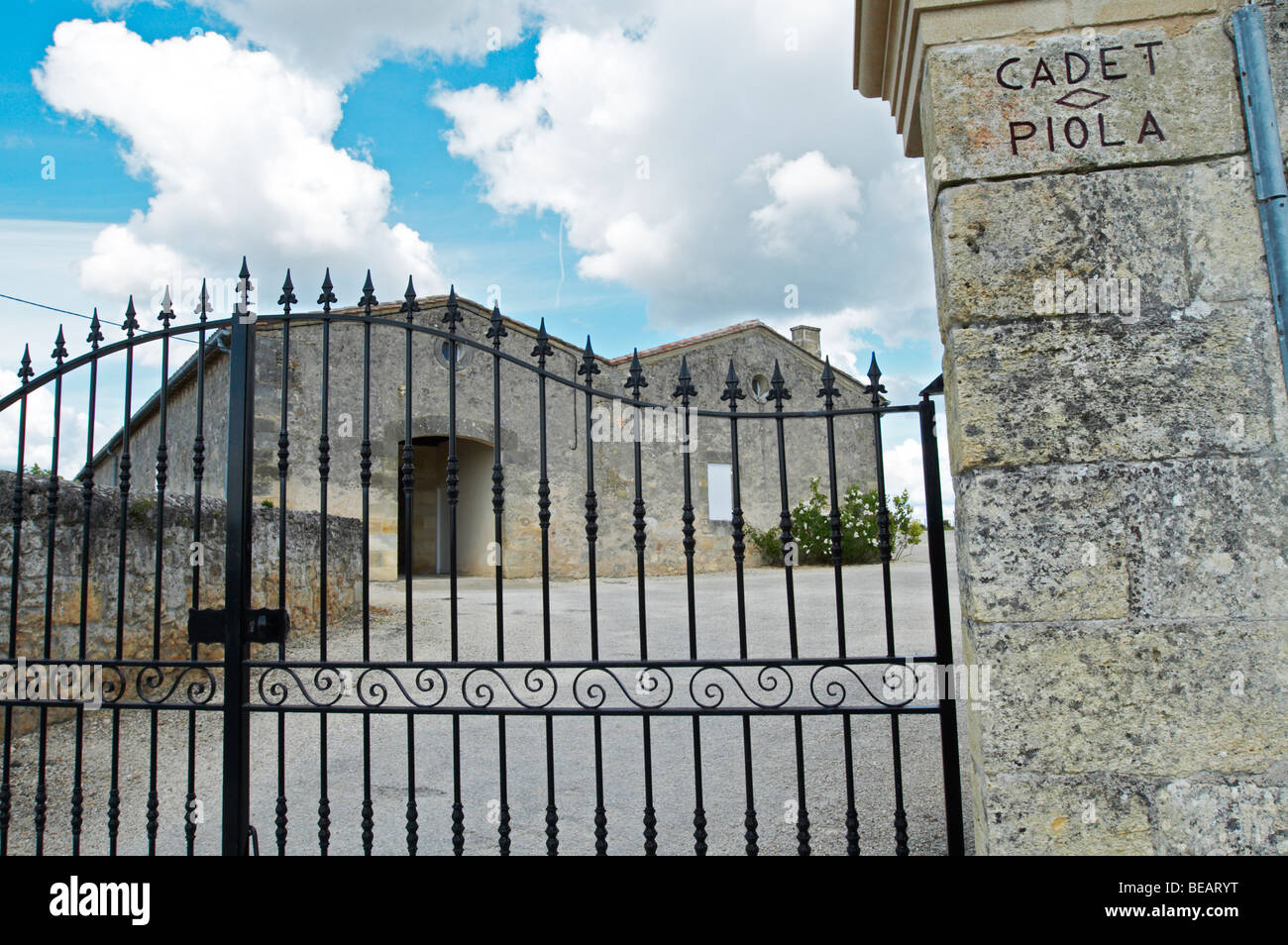 gate chateau cadet piola saint emilion bordeaux france Stock Photo