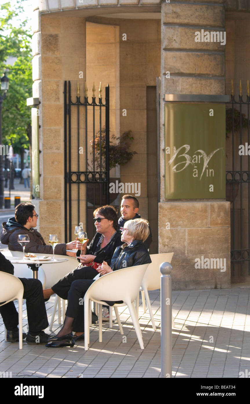 restaurant terrace people drinking wine civb le bar a vin allees tourny bordeaux france Stock Photo