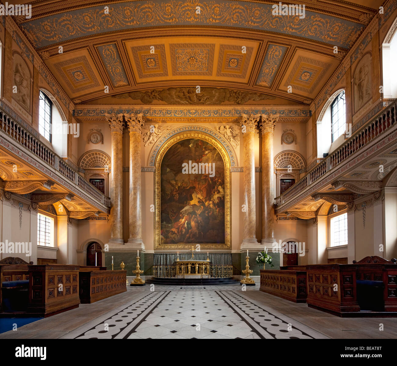 chapel, Queen's Mary's block, Greenwich Hospital, London, UK Stock
