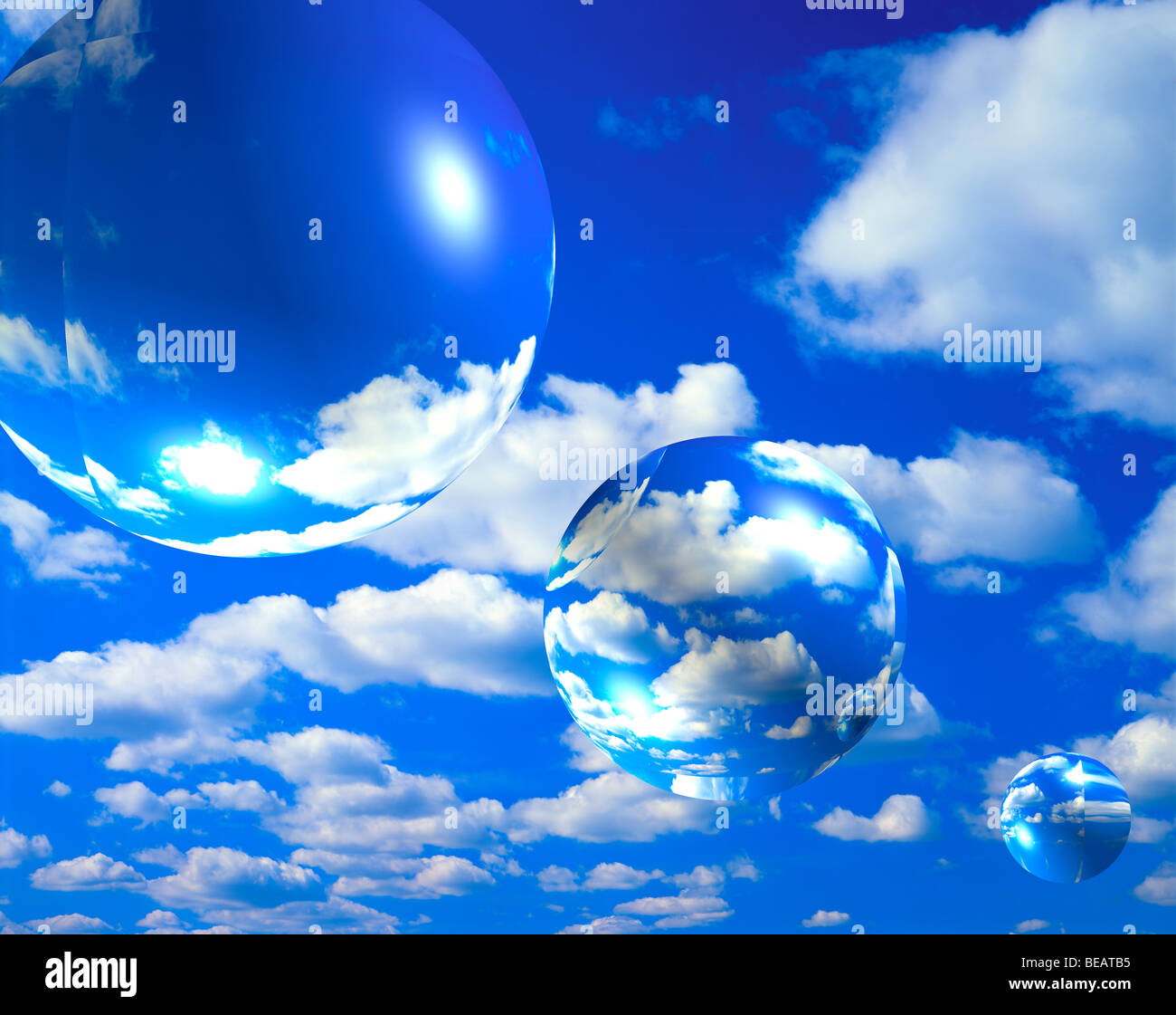 computer generated glass spheres and clouds Stock Photo - Alamy
