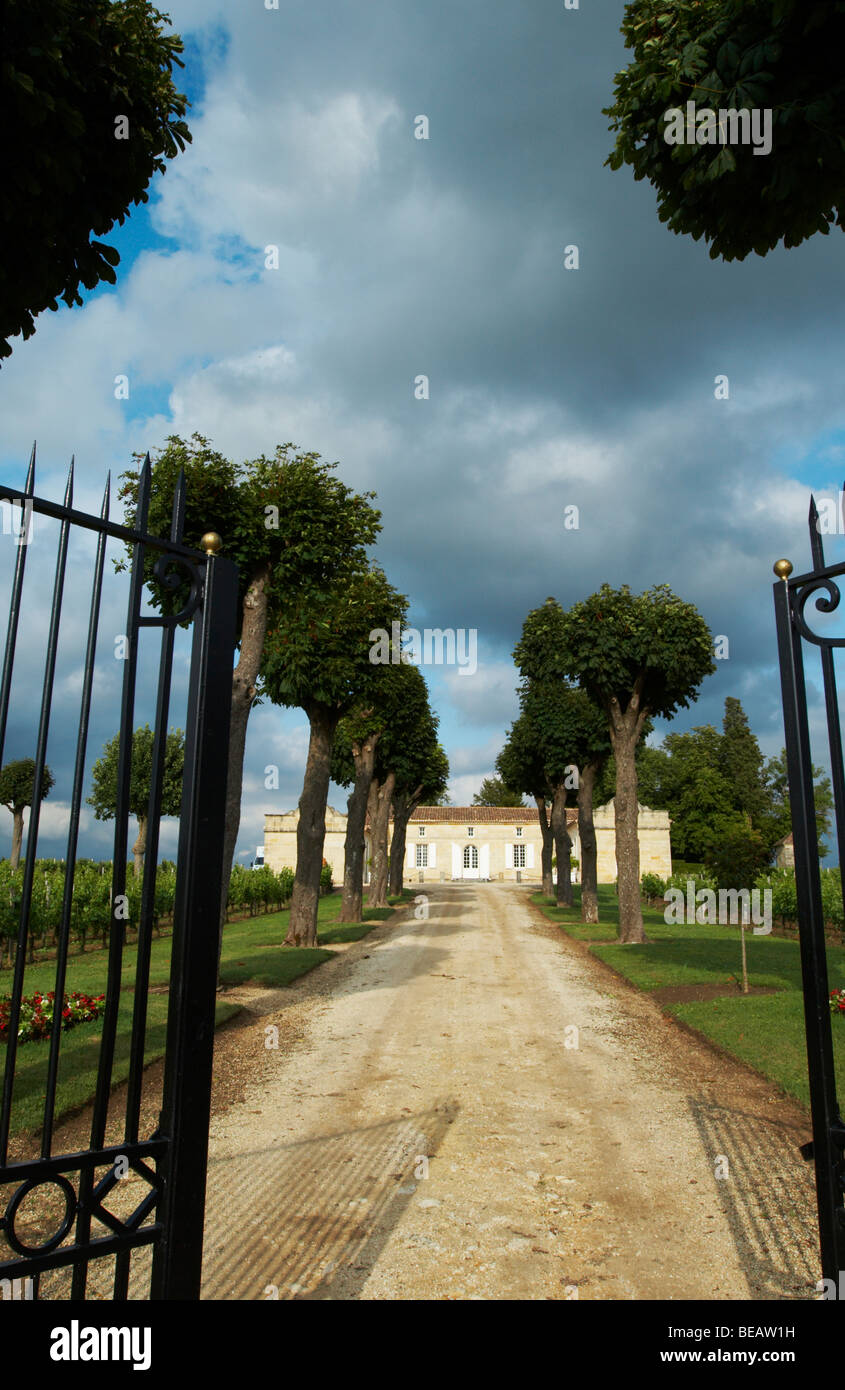 gate entrance chateau trottevieille saint emilion bordeaux france Stock Photo