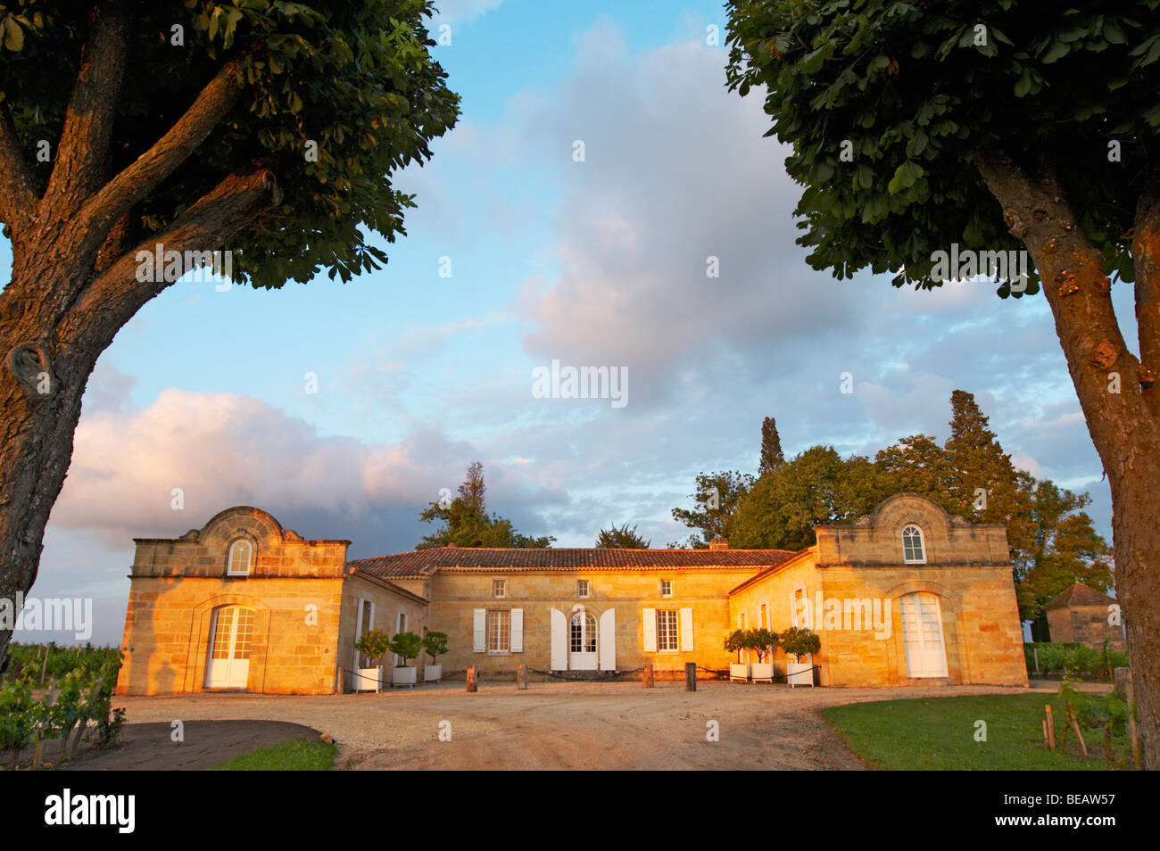 at sunset chateau trottevieille saint emilion bordeaux france Stock Photo