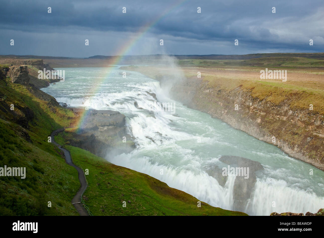 rainbow-above-gullfoss-iceland-stock-photo-alamy
