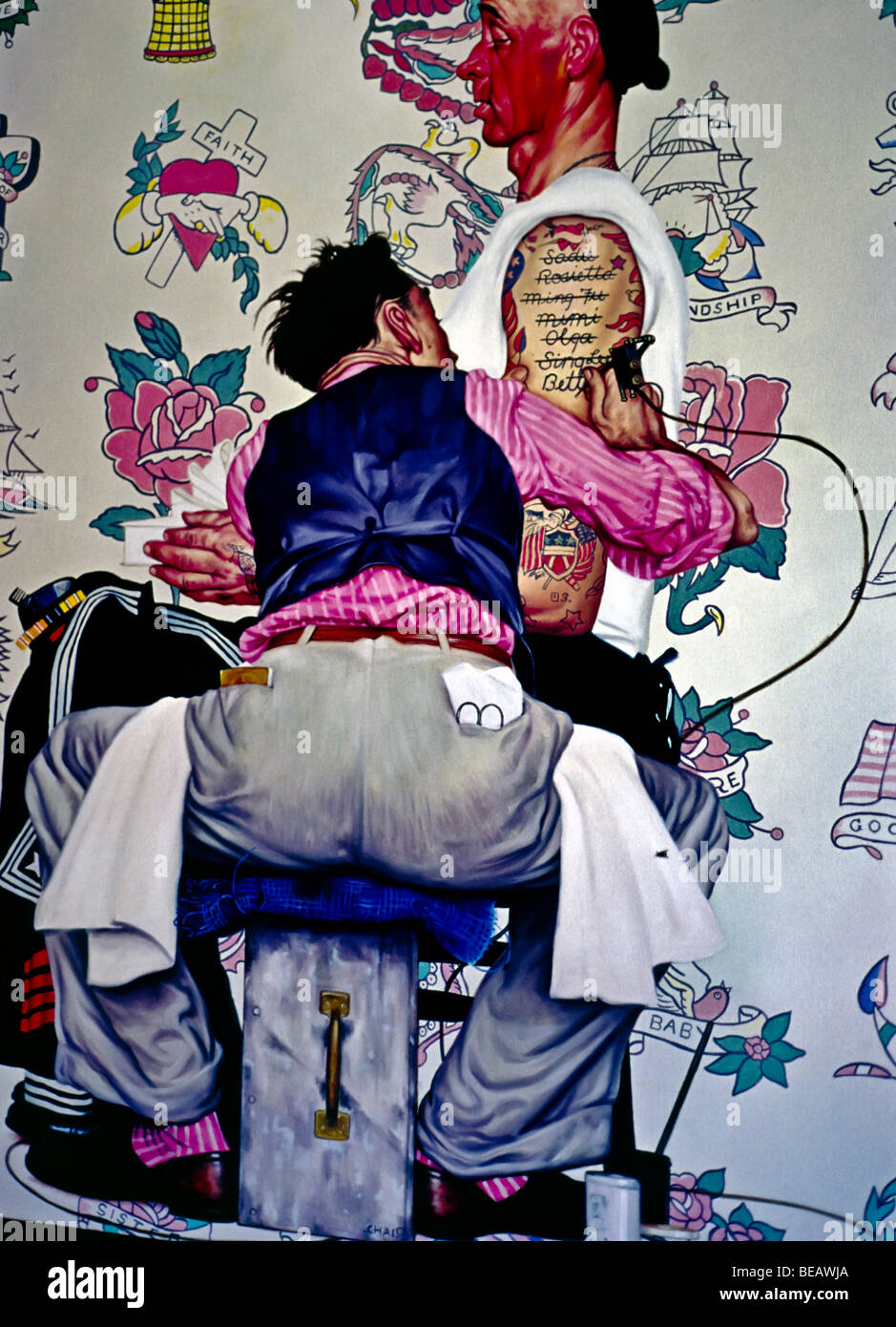 Norman Rockwell painting The Tattoo Artist Stock Photo - Alamy