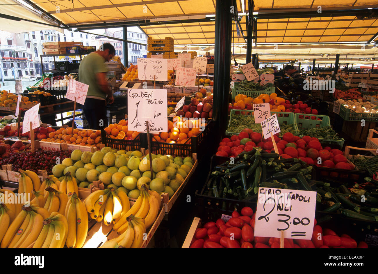 Fruit and Vegetable Market, Venice, Italy Stock Photo