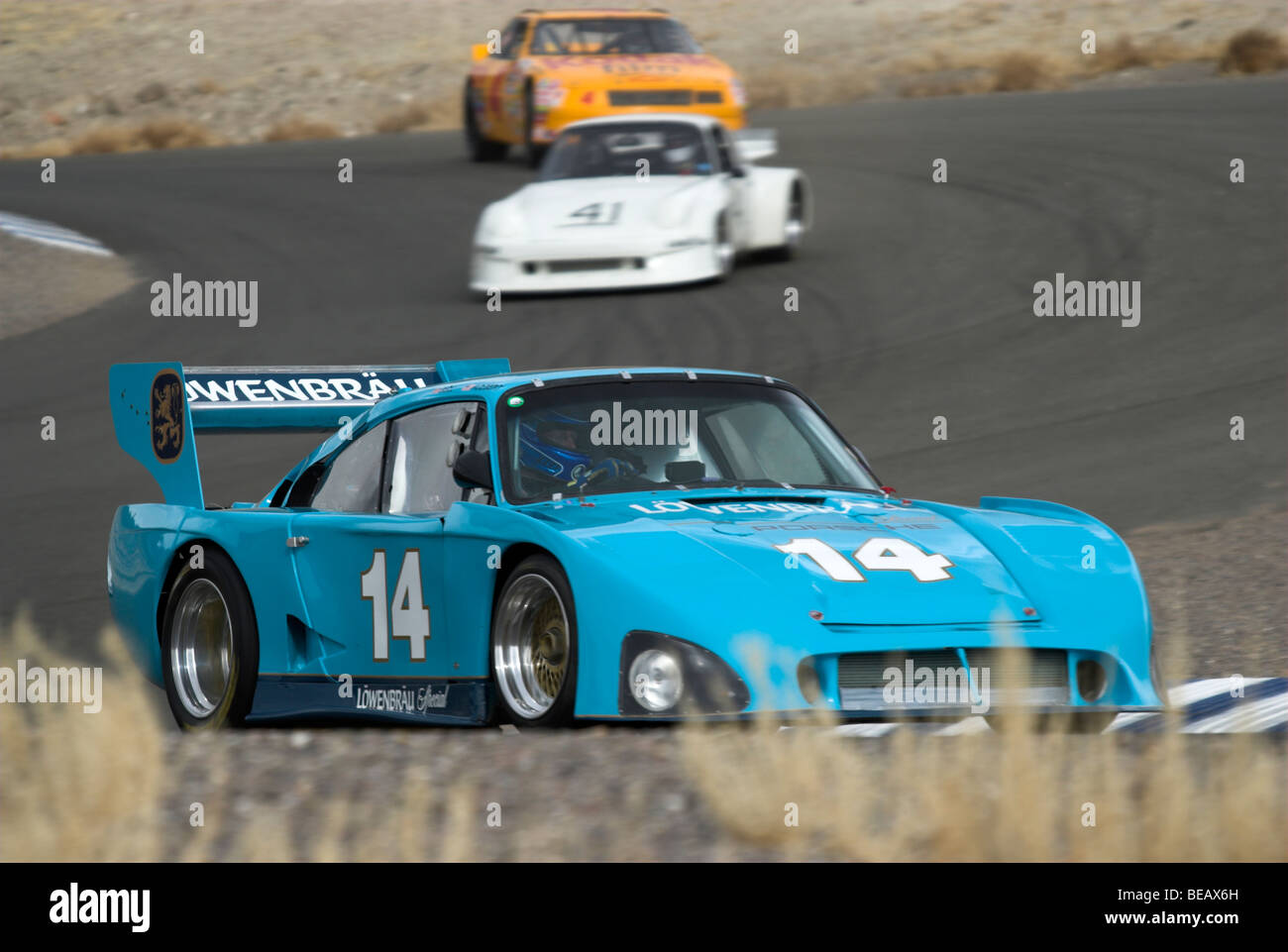 A 1981 Porsche 935K4 at a vintage racing event. Stock Photo