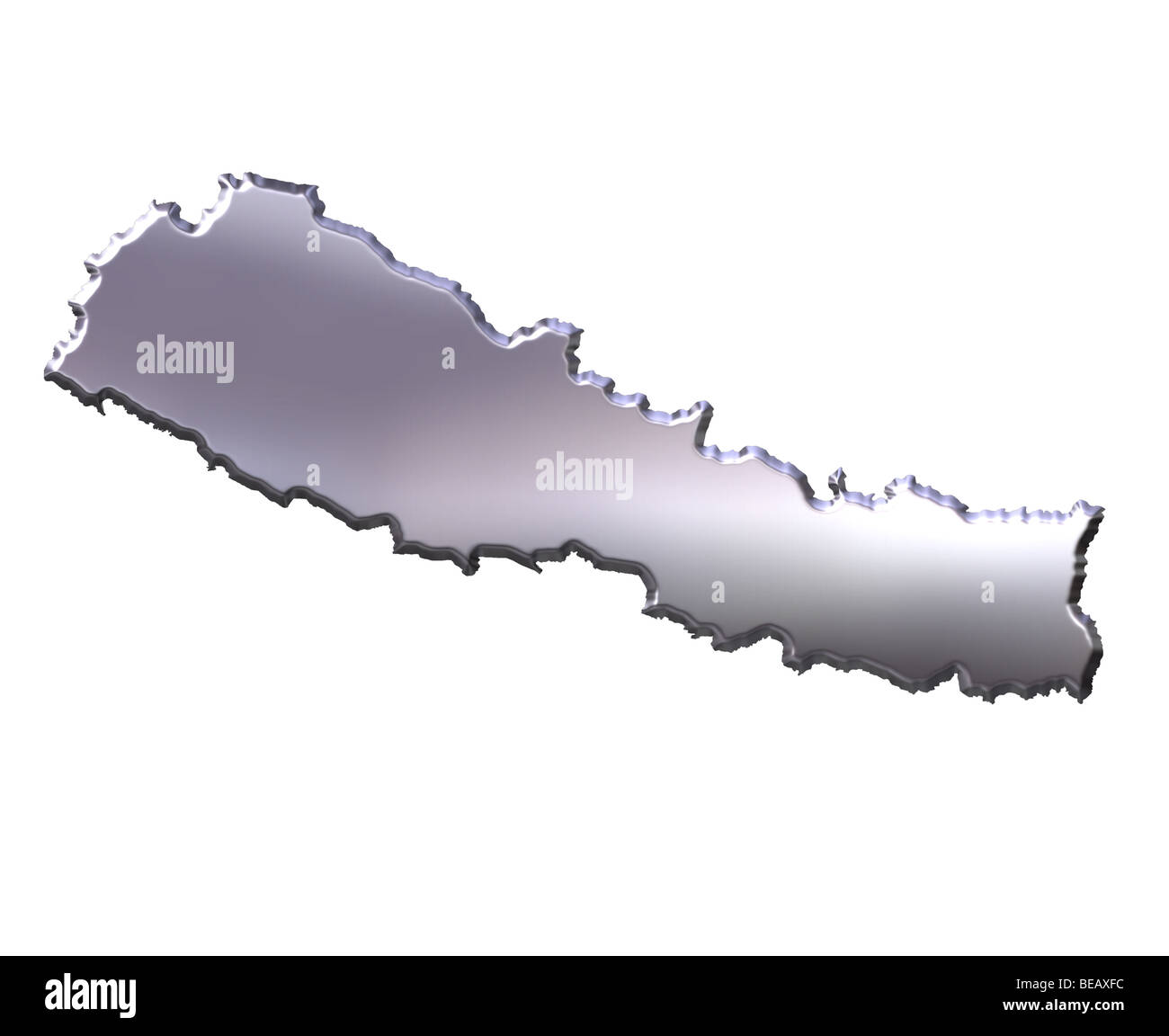 Nepal 3d silver map Stock Photo