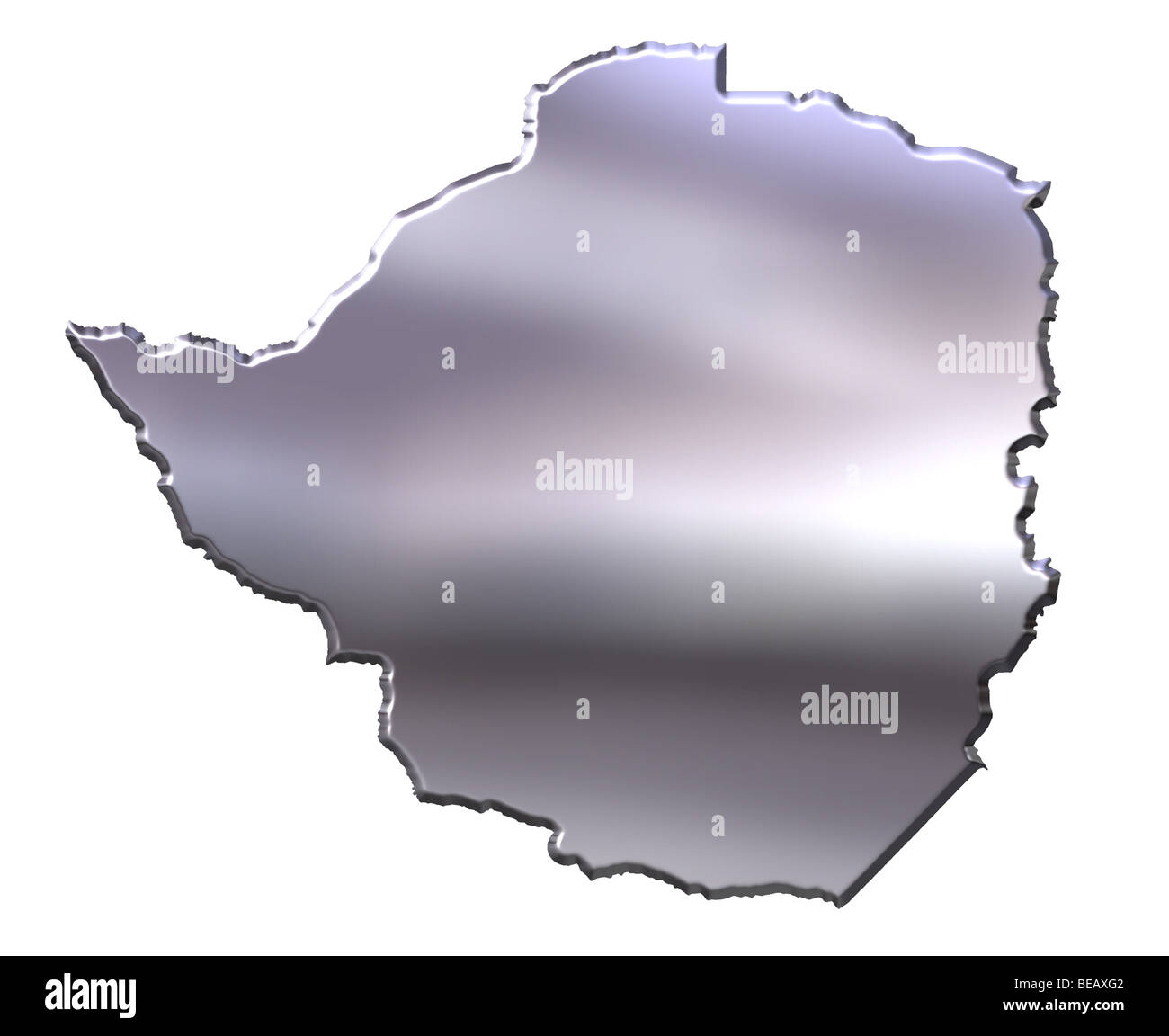 Zimbabwe 3d silver map Stock Photo Alamy