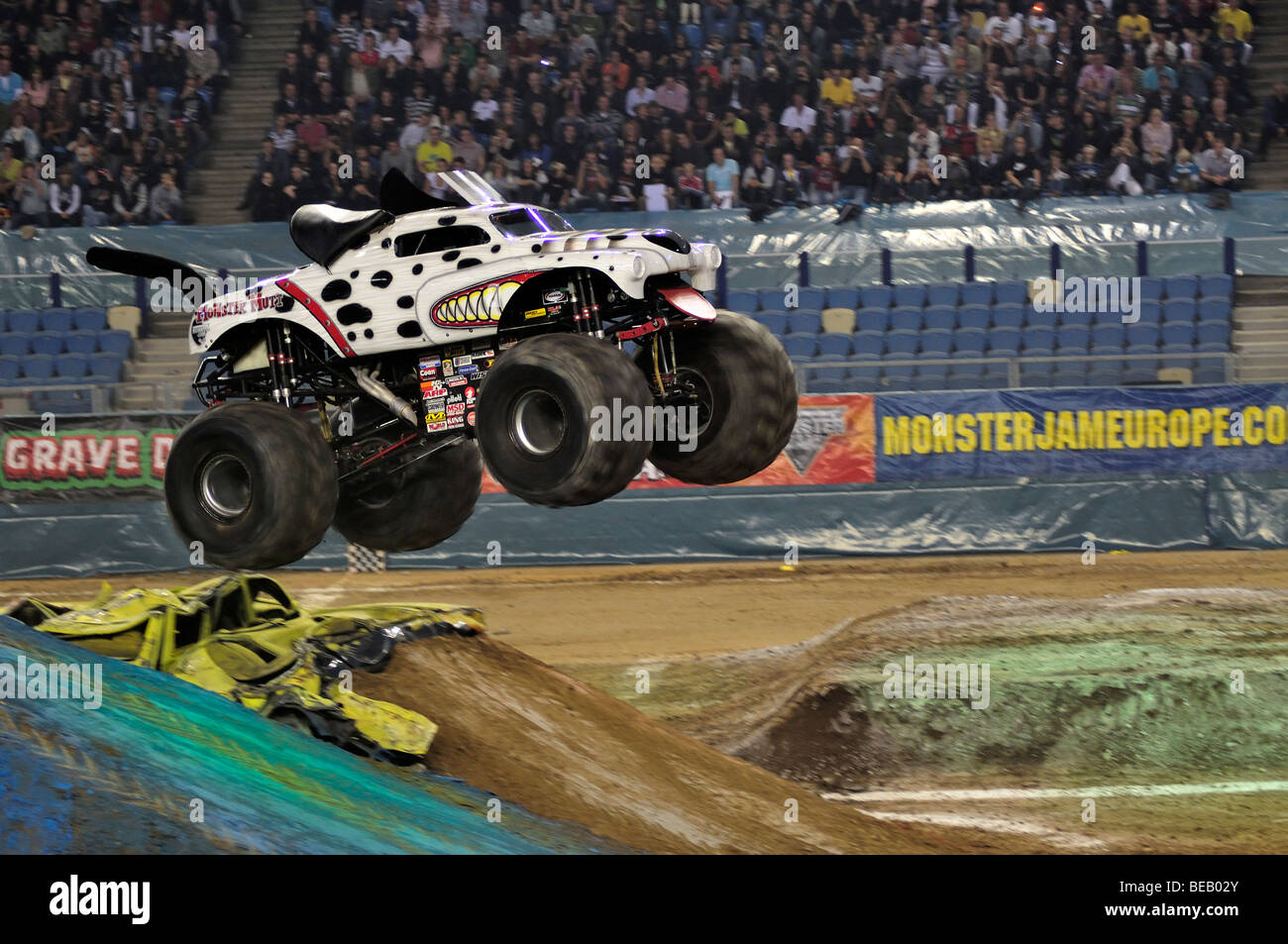 Monster Jam Monster Mutt Dalmatian with Candice Jolly Driver Stock Photo