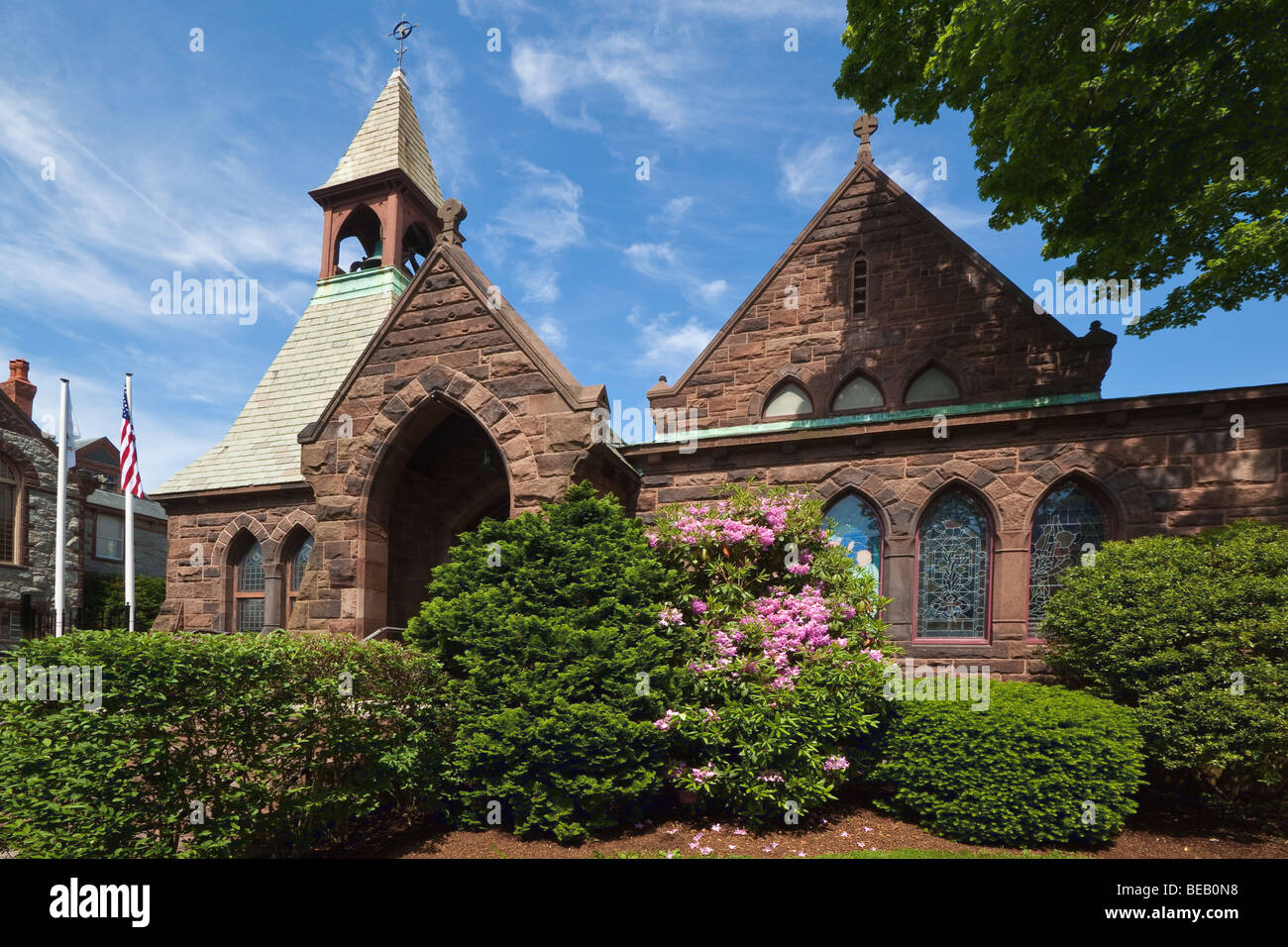 The former chapel, now parish hall, of St Michael's Episcopal Church (1861) Hope Street, Bristol, Rhode Island, New England, USA Stock Photo