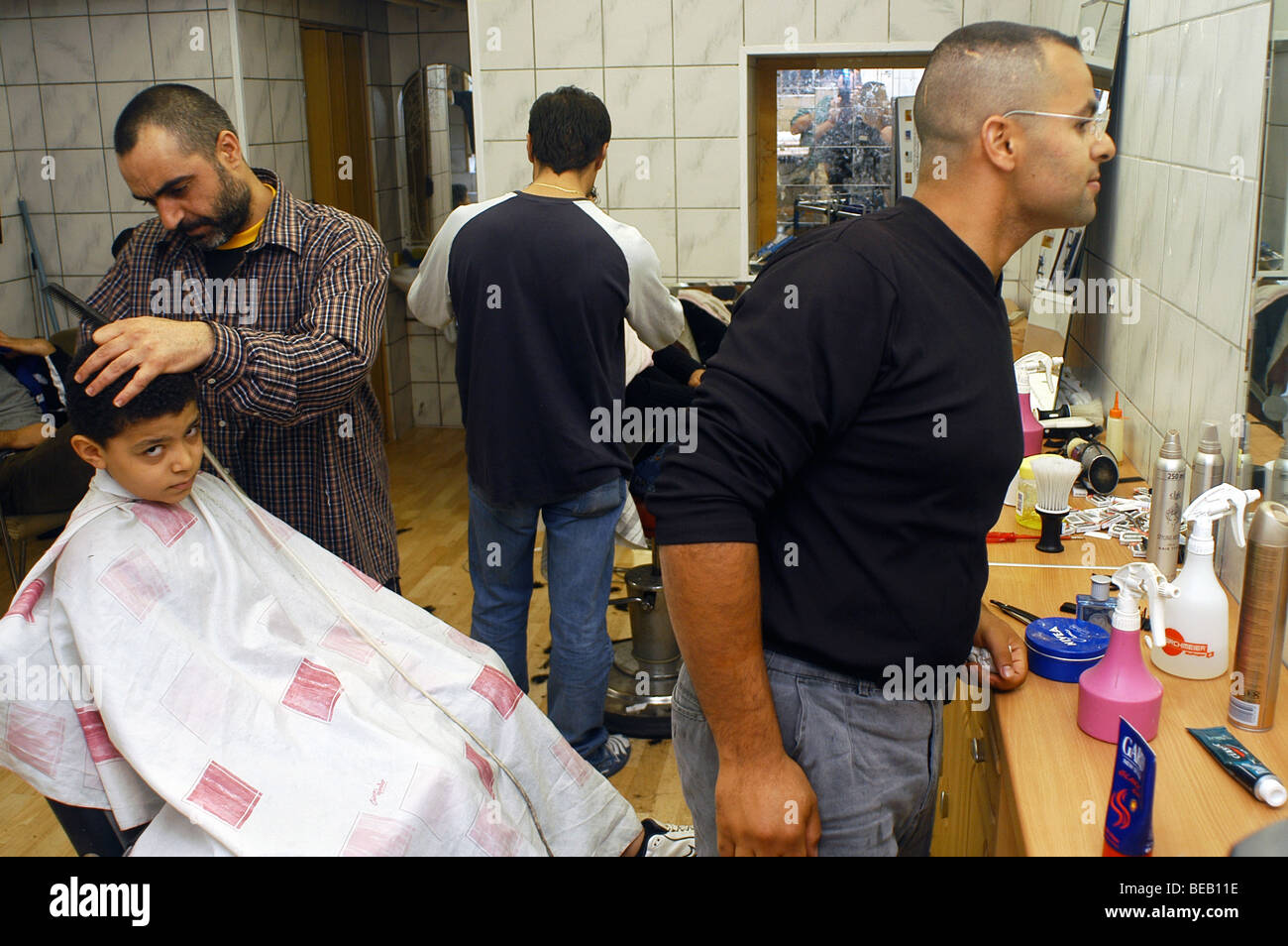 Turkish hairdresser at Kreuzberg district, Berlin, Germany Stock Photo