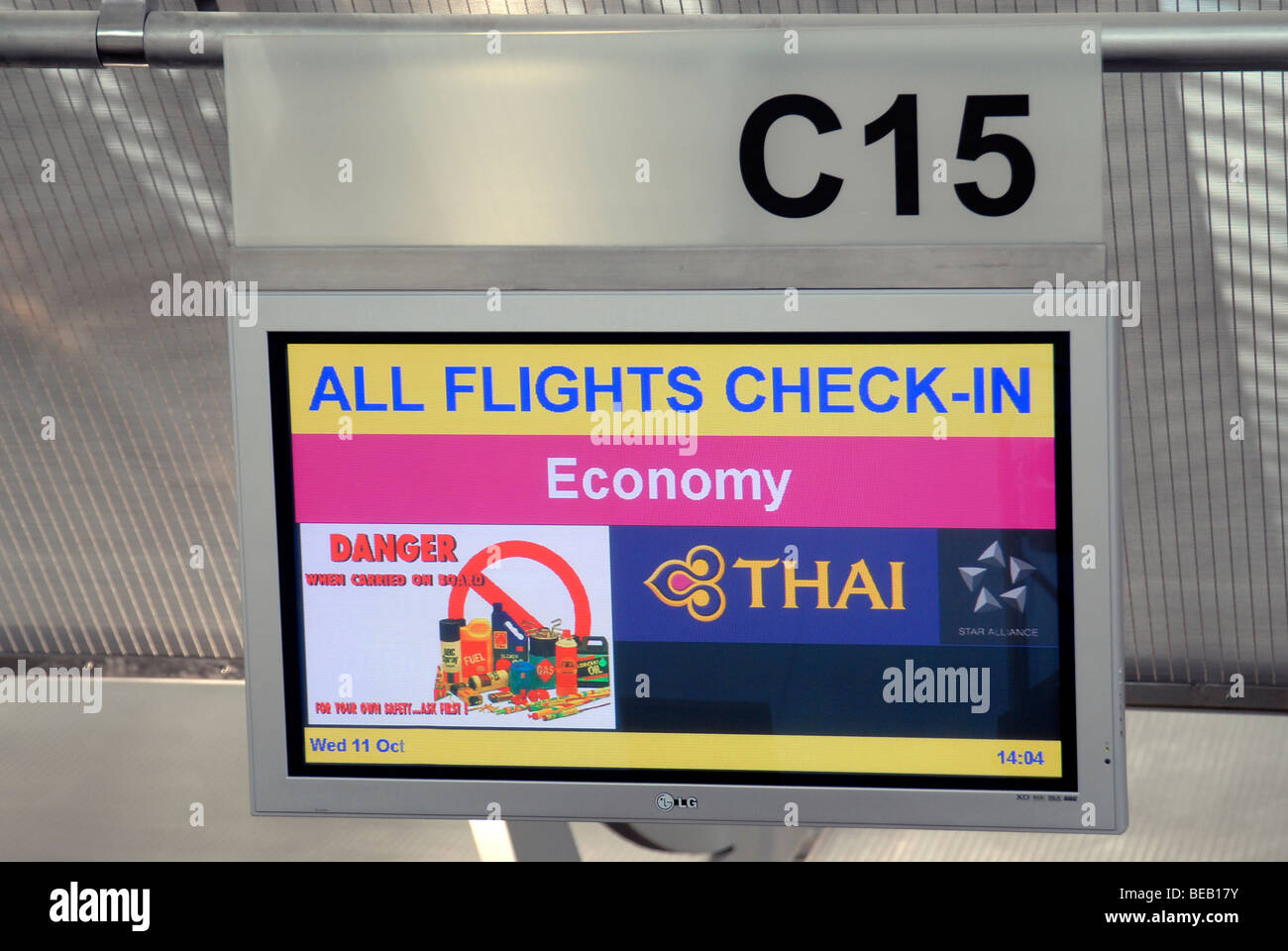 Check-in sign,Bangkok Airport,Thailand Stock Photo