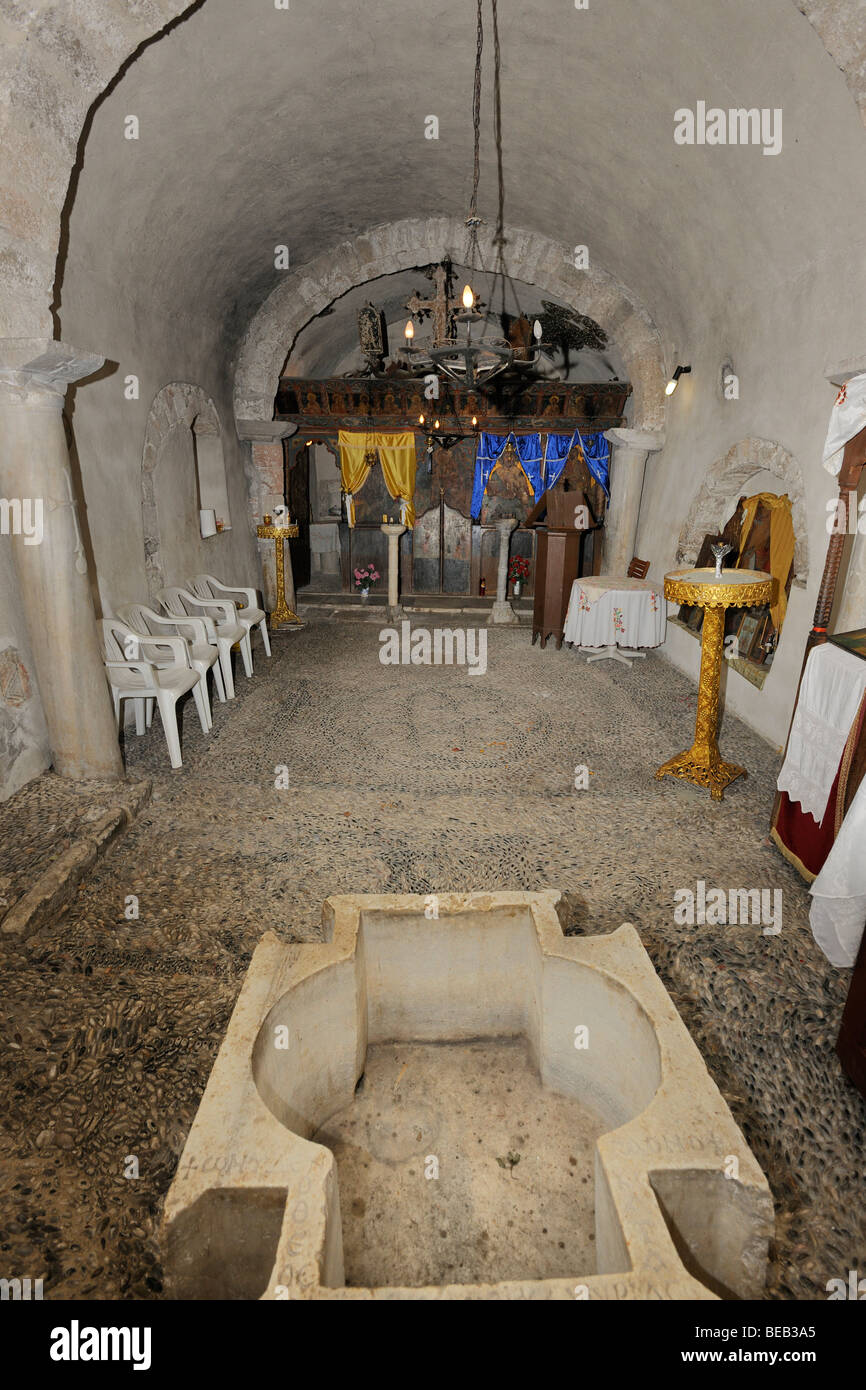 Interior of the church of the Dormition of Mary, Kimi tis Theotokou, Messanagros, Rhodes, Greece, Europe Stock Photo