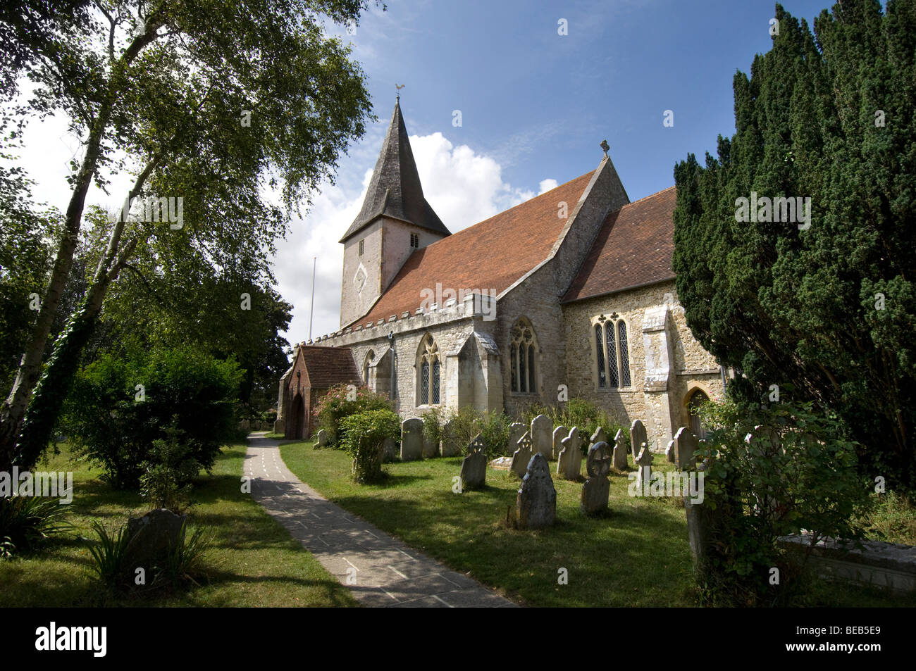 The Saxon Bosham Church of the Holy Trinity, near Chichester, West Sussex. King Canute's daughter is buried here. Stock Photo