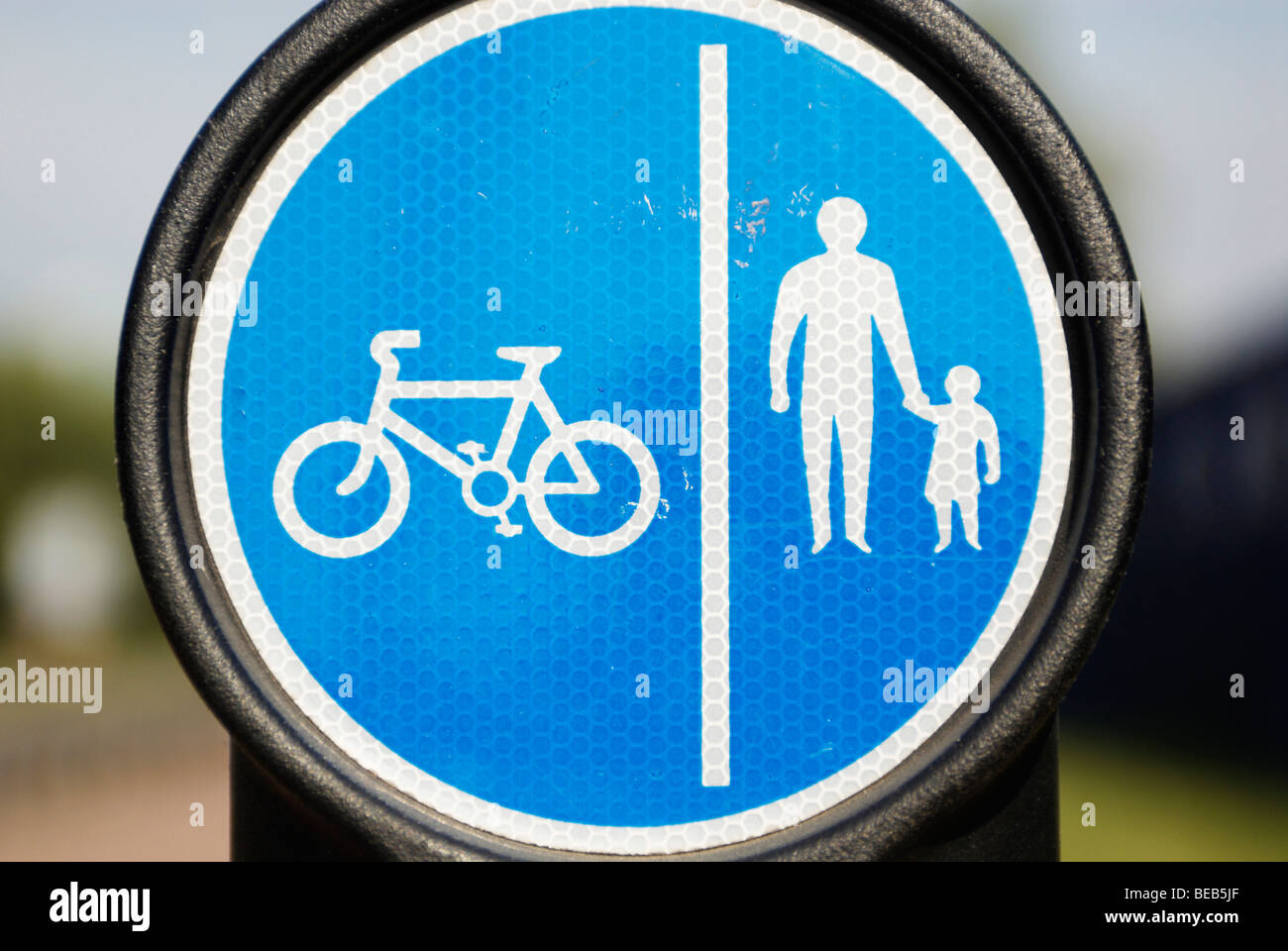 Cycle and pedestrian path sign Stock Photo