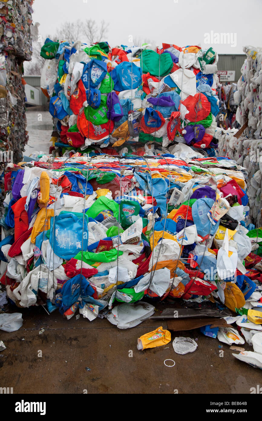 Roseville, Michigan Plastic bottles baled for recycling at Great